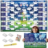 World Cup Wall Chart Match Schedule Poster - Soccer Championship Tournament Calendar Poster For Fan World Cup Party Decorations Gift Idea For Soccer Fan Double Side Printing 35" x 24" (Including Hook, Stickers, Pen)