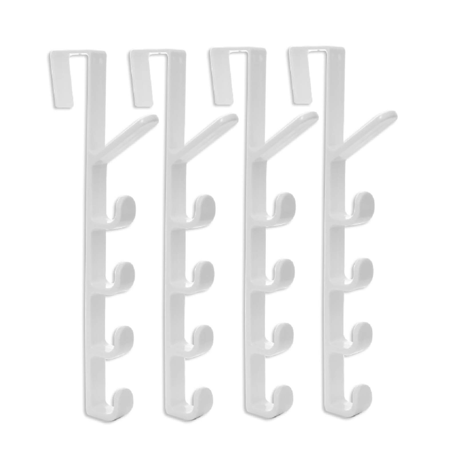 canjoyn 5 Layers Over The Door Hook Organizer Rack Hanger Backpack Handbag Door Hook, Pack of 4 (White)