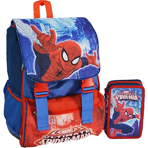 Kit Scuola School Promo Pack Zaino Estensibile + Astuccio 3 Zip Disney Spiderman Uomo Ragno Edizione 2015-2016