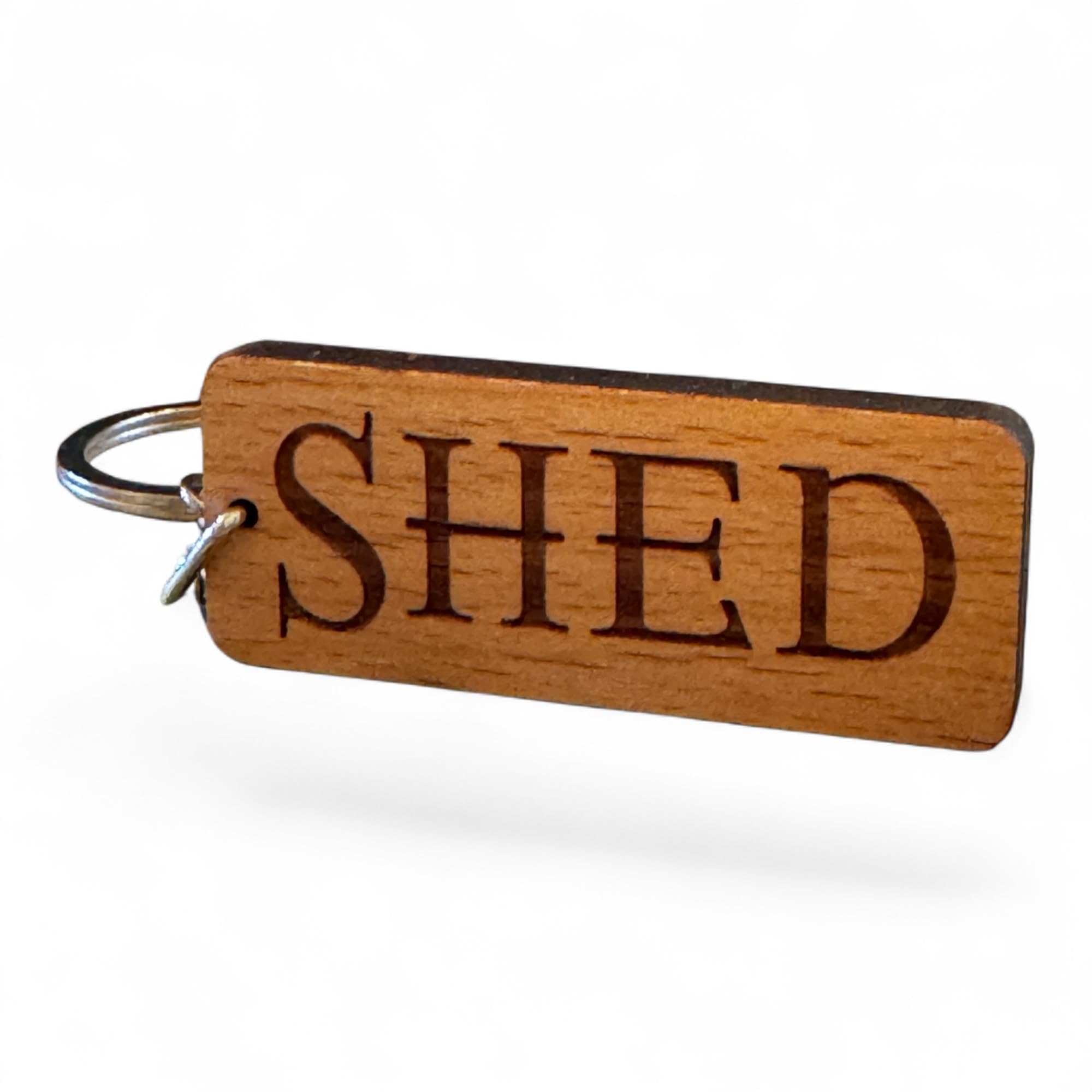 S M Gift Shop Brown Shed Engraved Wooden Keyring Keychain Key Ring Tag