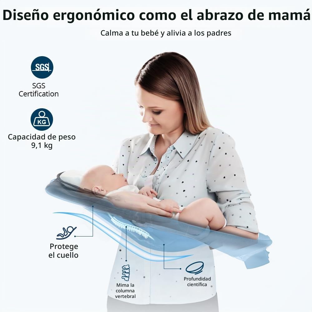 Bioby Hamaca Bebe Electrica, Mecedora Bebe con Arnés de 5 Puntos, 5 Amplitudes de Balanceo, con Bluetooth, Mando a Distancia, Columpio Bebe Balancin Ligero para Bebés de 2 a 9 kg, 0-10 Meses (Negro)