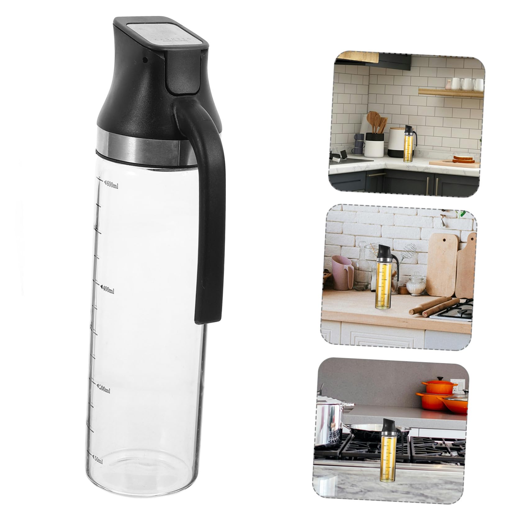VALICLUD Aceitera y Vinagrera de Vidrio con Medidor Dispensador Automático Antigoteo para Cocina Botella Dosificadora para Aceite Vinagre y Salsa de Soja Grande