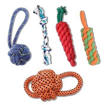 Dog Trust 5 Set Large Dog Chew Toys, Tough Dog Toy for Aggressive Chewers Large Breed, Small Dog Puppy Teething Toys Heavy Duty Dental Dog Rope Toys Prevents Boredom and Relieves Stress Pack of 5