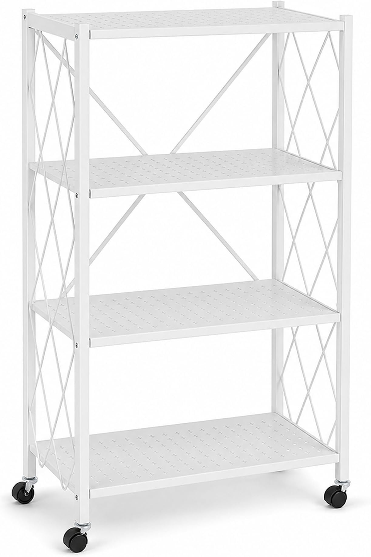 Sulfar Foldable Storage Organizer 4 Tier | Storage Shelves Kitchen Cabinet Storage Rack | Shelf Storage Multipurpose Rack for Living Room Bedroom Kitchen Garage (White, 1 Pack)