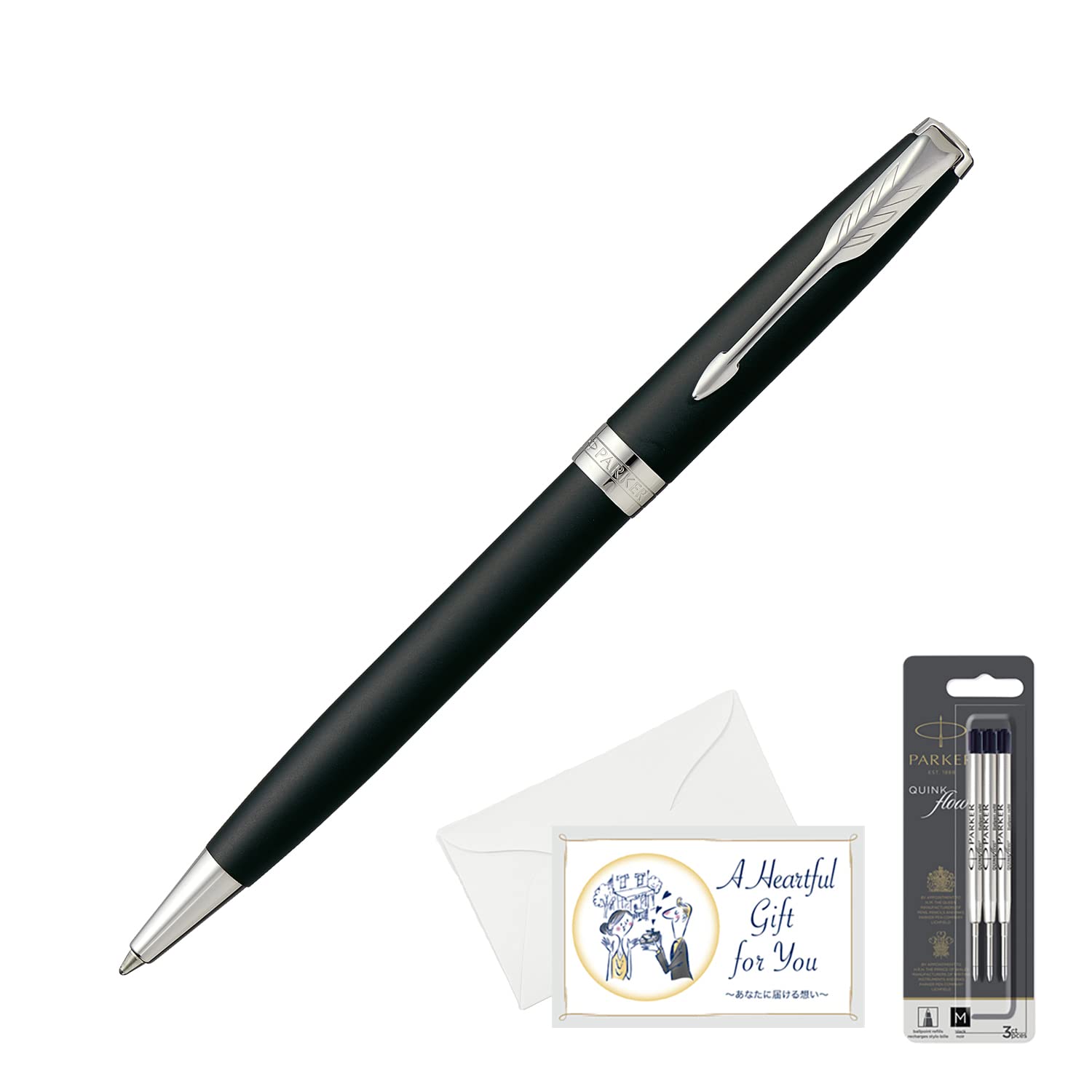 PARKER ソネット ボールペン マットブラックCT 替え芯付き パーカーソネットボールペンマットブラックCT 純正赤M字替え芯2
