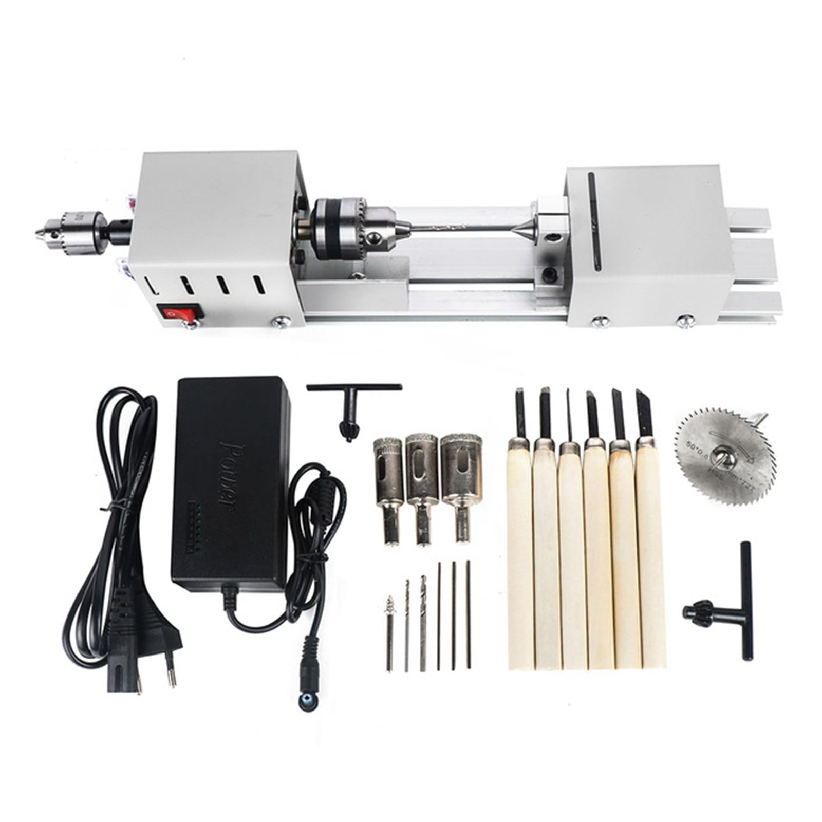 Tokarka do drewna 12-24V 100W Mini tokarka koraliki maszyna stolarka DIY tokarka zestaw standardowy szlifowanie polerowanie koraliki wiertło do stołu do obróbki drewna drewno (Color : 1.5x 2.0x 8x.,