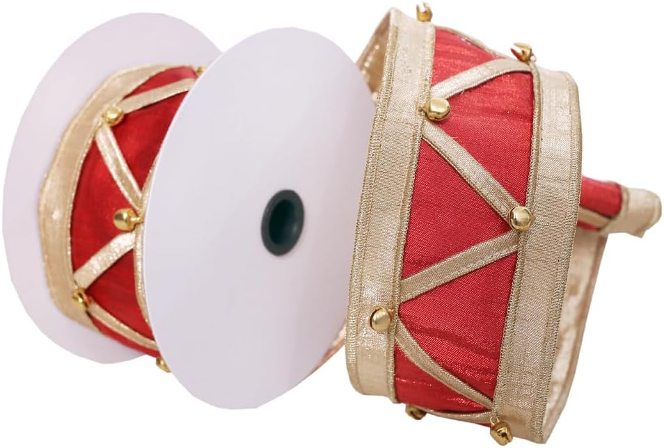 Vickerman 2.5" x 5 Yards Red-Gold Nut Cracker Wired Edge Christmas Ribbon.