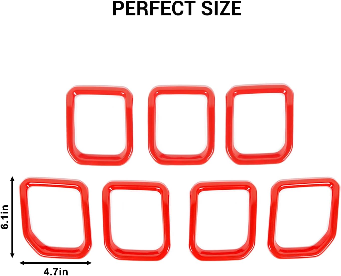 Jimen Compatible with Jeep Compass 2021-2025, 7PCS Front Grille Inserts Cover Trim Exterior Accessories (Red)