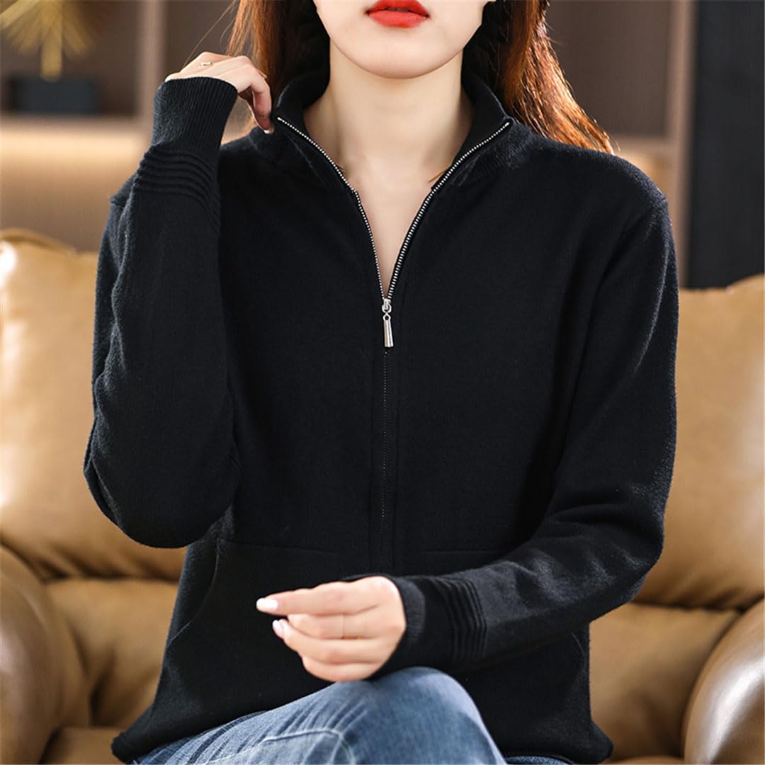 Ownwfeat Suéter De Lana para Mujer, Cárdigan con Doble Cremallera, Tops De Punto Informales A La Moda