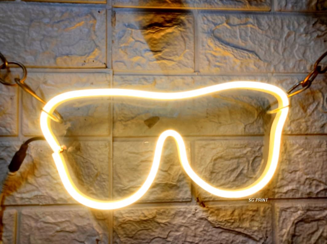 SG PRINT Glasses Neon Signs Light LED Art Decorative Sign - for Wall Decor, Wedding Party Kids Room Living Room House Bar Pub Hotel Beach Recreational (Warm White)12x6-image-28