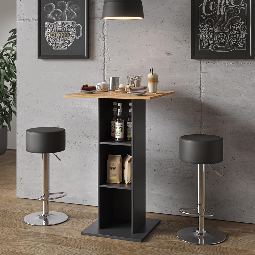 Vicco Set de Table de Bar Rodeo, Anthracite, 70x70cm