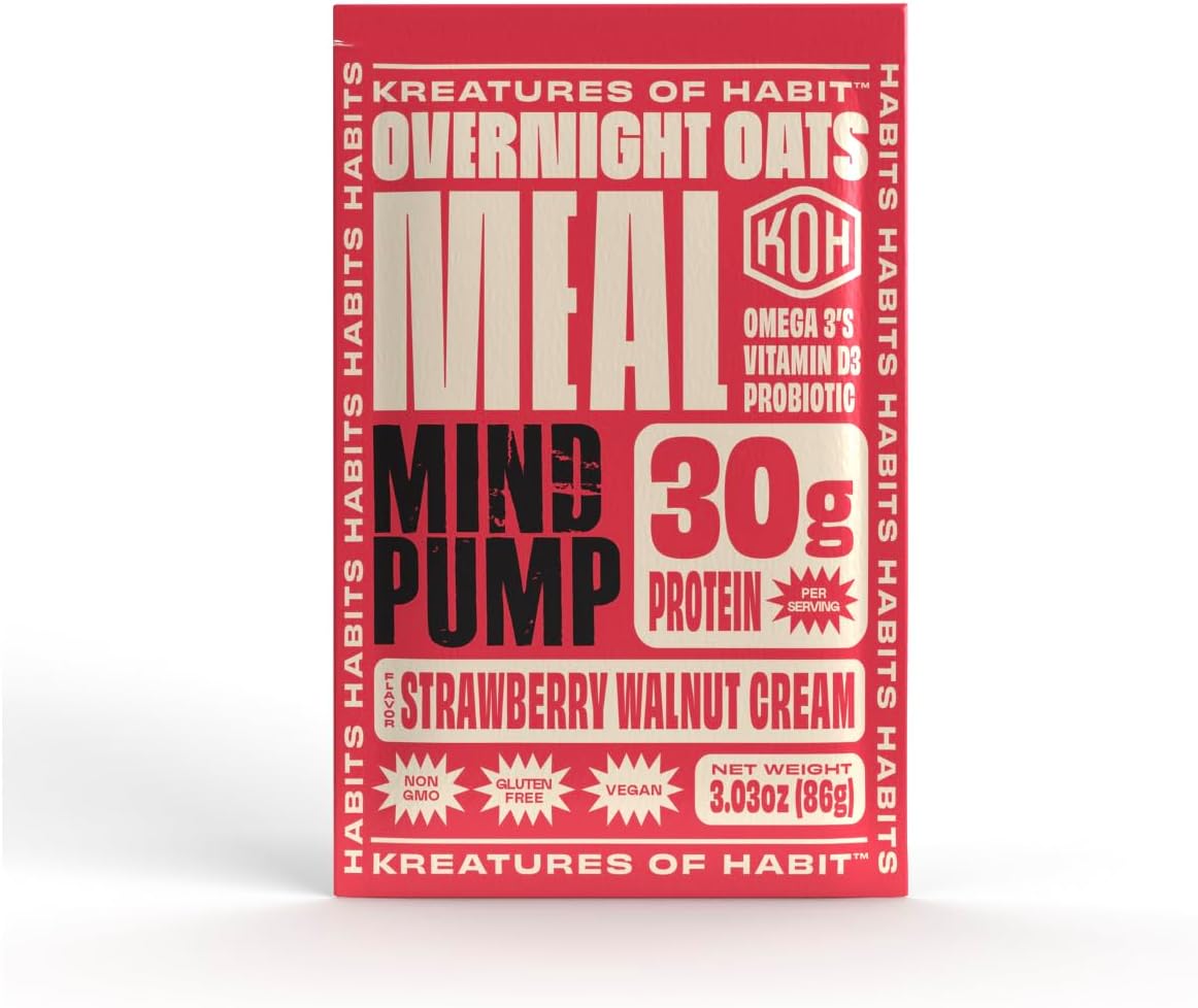 MEAL ONE | Overnight & Instant Superfood Protein Meal Replacement | Gluten Free, Dairy Free, 30g of Plant Based Protein, With No Added Sugar | Strawberry Walnut Cream | Pack of 7