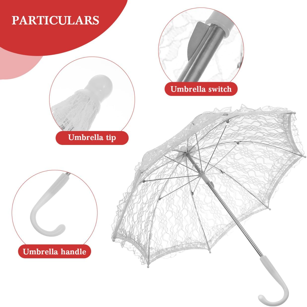 Lace Parasol Umbrella Wedding Umbrella Vintage Bridal Lace Decoration for Bride Wedding Tea Party Gift - Image 3