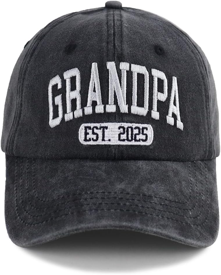 2PCS Grandpa & Grandma Est 2025 Hats for New Grandparents Gifts, Adjustable Embroidered Cotton Dad Mom Baseball Caps - Image 2