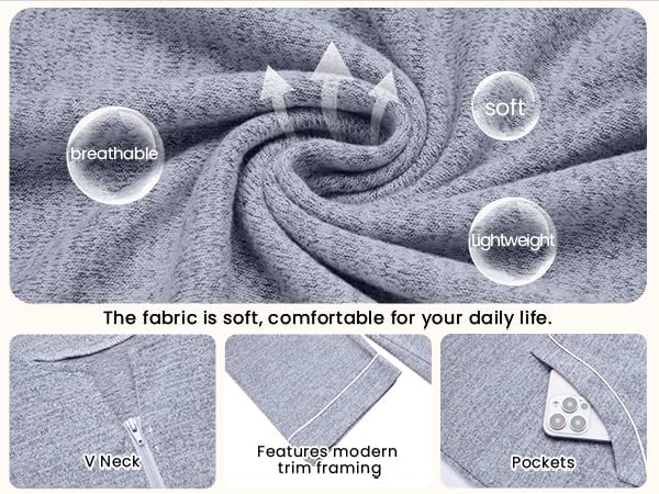 Ekouaer Zipper Robes for Women 3/4 Sleeve Bathrobe Lightweight House Coats for Women with Pockets Long Moo Moo Nightgown - Image 5