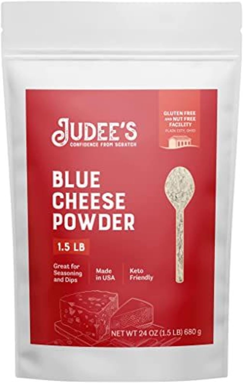 Judee's Gluten Free Blue Cheese Powder 1.5 lb - Gluten-Free and Nut-Free - Use in Seasonings and Salad Dressings - Great for Dips, Spreads and Sauces - Made in USA