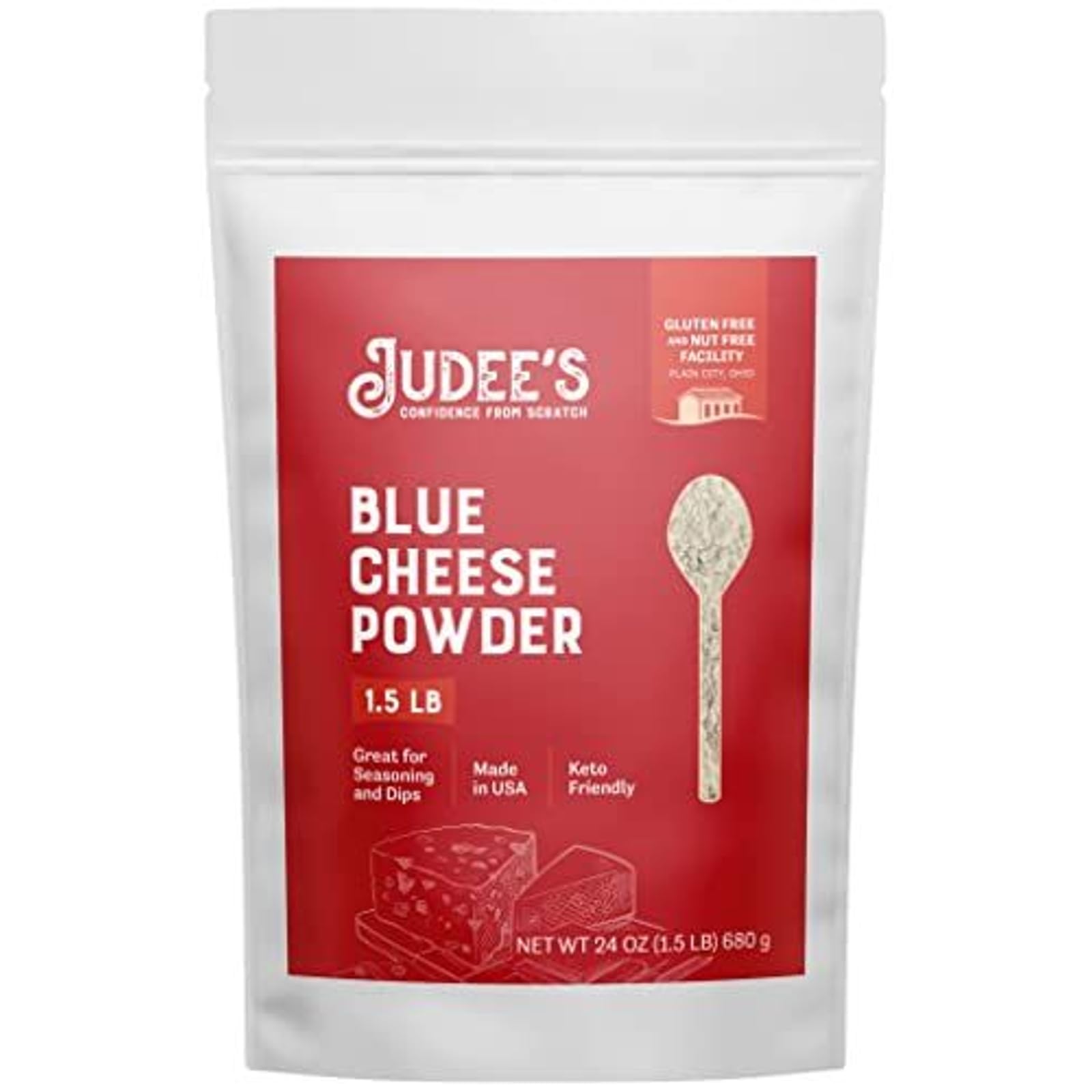 Judee's Gluten Free Blue Cheese Powder 1.5 lb - Gluten-Free and Nut-Free - Use in Seasonings and Salad Dressings - Great for Dips, Spreads and Sauces - Made in USA