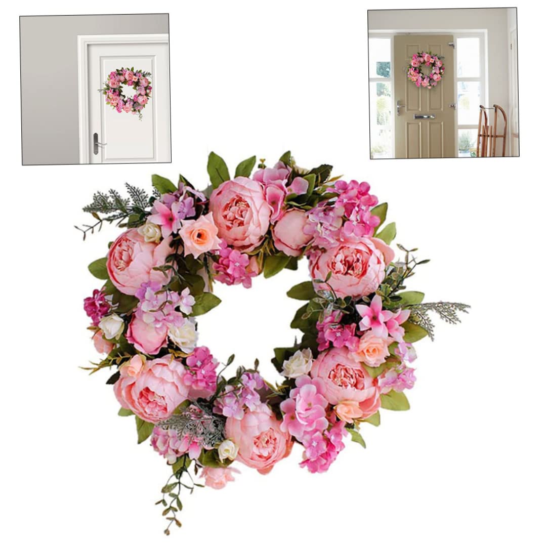 Kranz Türkranz Blumenkranz Künstliche Pfingstrose Seidenkranz Rosa Dekoration für Haustür Büro Zuhause Hochzeit Party