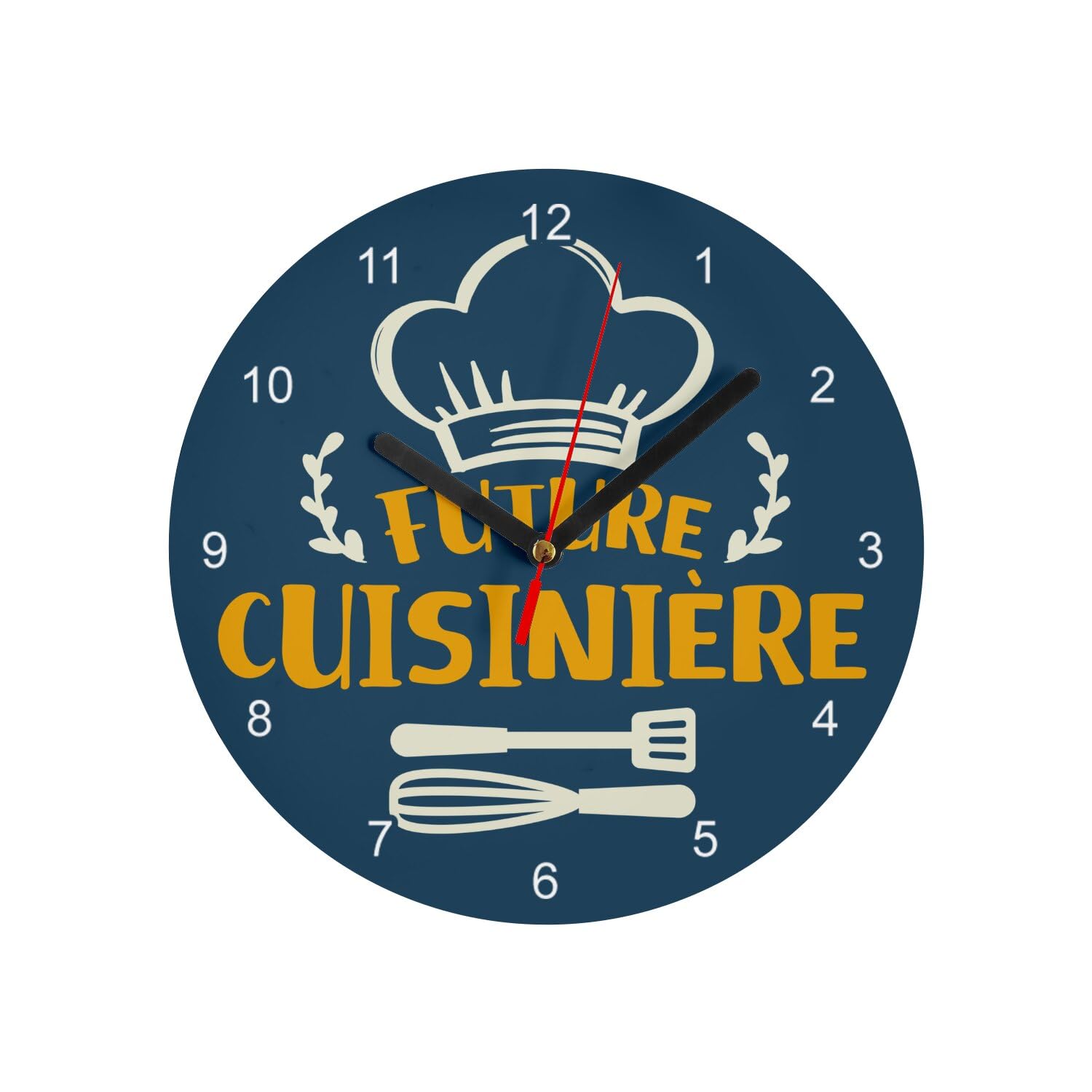 Horloge Murale Verre Cuisine Bleue Thème Métier Gastronomie 20 cm