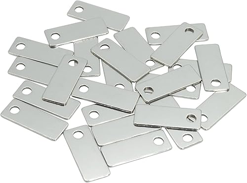 StayMax Etiquetas rectangulares de acero inoxidable 304 para grabado de metal, 25 unidades, casi 1 pulgada