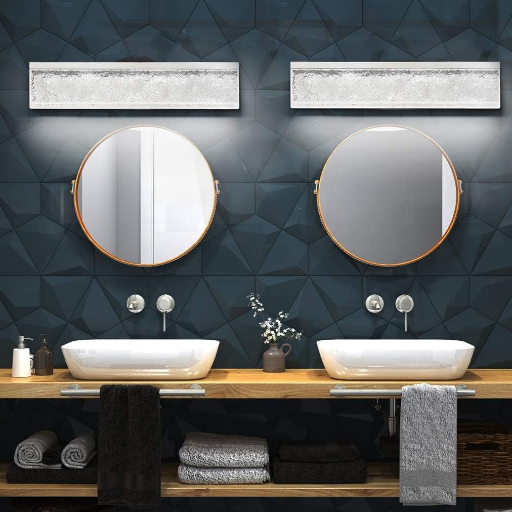 Greatest Product Lucalda Bathroom Vanity Lights Fixtures Dimmable 18W Modern Bathroom Lighting Fixtures Over Mirror 23.6 Inch Led Vanity Light Stainless Steel Luxury Led Light Wall Bathroom Silver Cool White 6000k