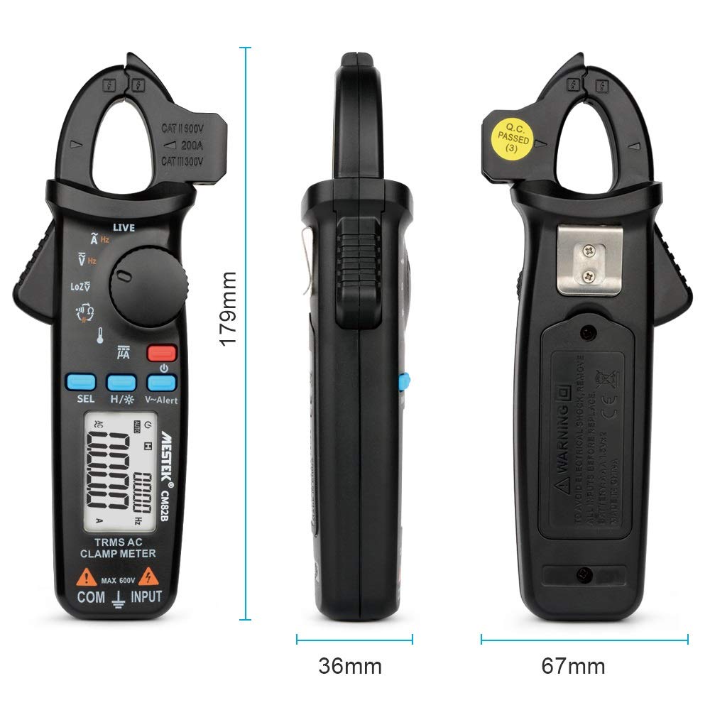 Herramienta del electricista multímetro amperímetro pinza amperimétrica de verdadero valor eficaz Digital CM82B DC AC Tensión Corriente Ampere NCV Ohm Tester Para laboratorio