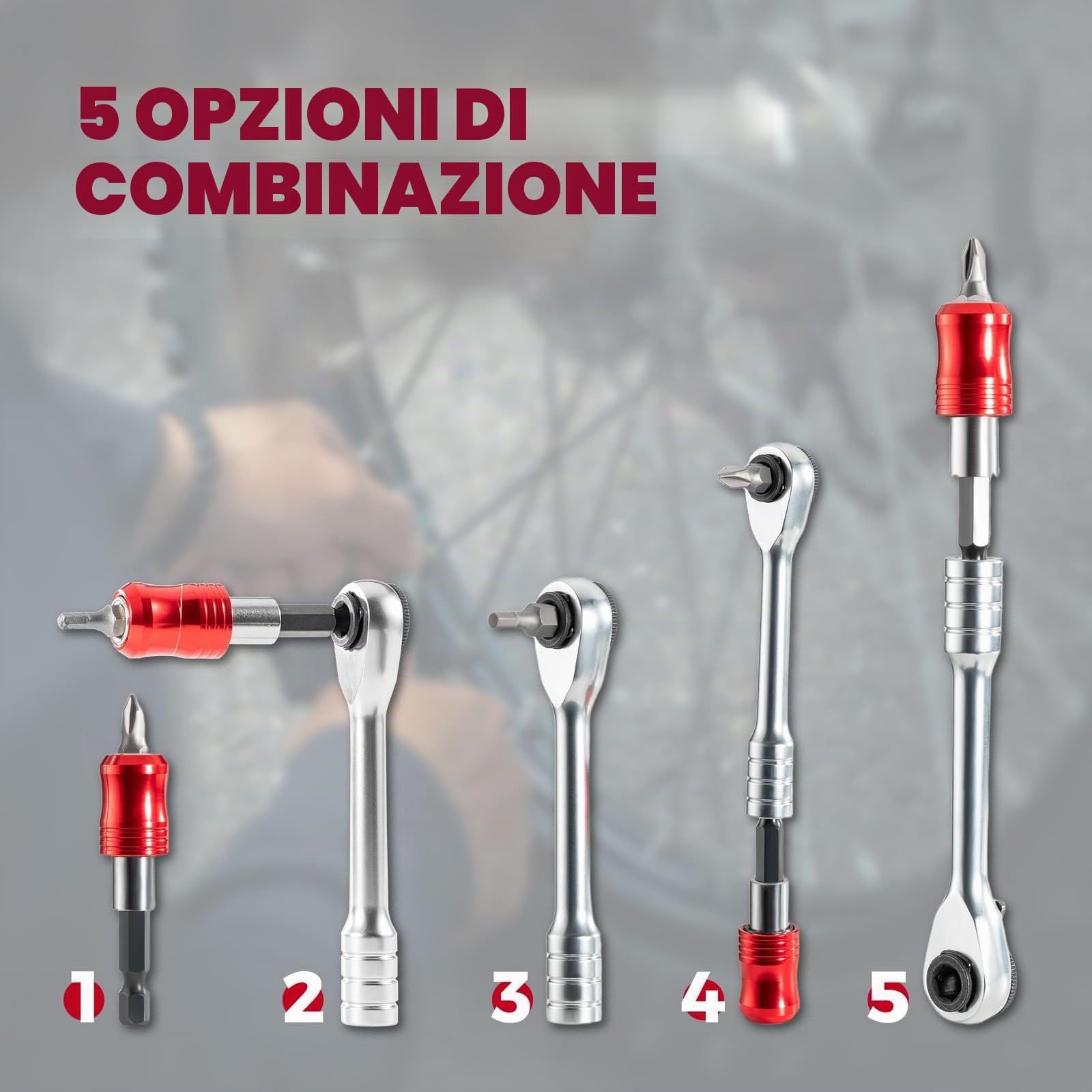 ROCKBROS 10 in 1 Set di Chiavi Dinamometriche, Chiave a Cricchetto Doppia Direzione Regolabile, Attrezzo Multifunzionale Leggero e Compatto, Kit di Riparazione per Bici da Strada, MTB ed E-bike