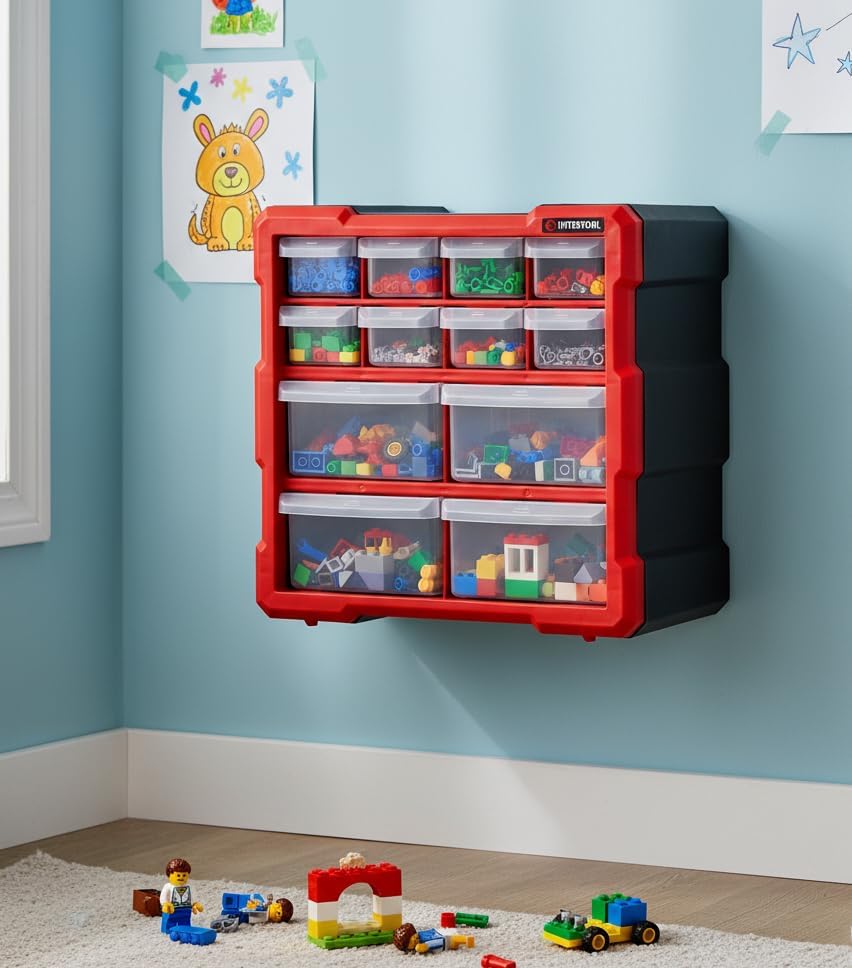 Miniatura 7 de INTERTOOL Organizador de piezas pequeñas  12 cajones extraíbles  Caja de herramientas para almacenar hardware y organización de garaje  Para