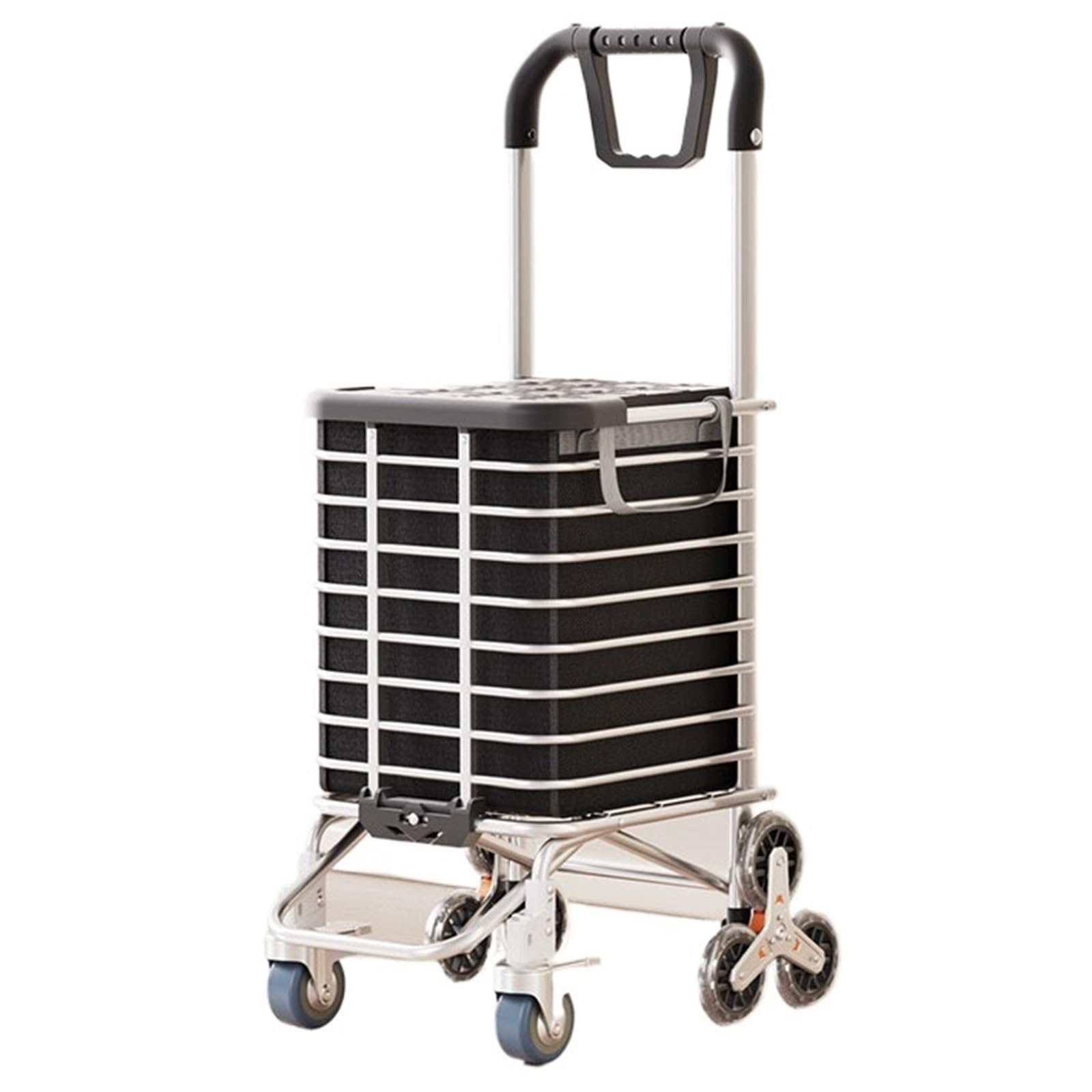 Schwerlast-Klappkarre Zusammenklappbarer kleiner Wagen mit Rädern for Treppensteigen, leichter Einkauf Paletten- und Transport auf Rädern(Schwarz)