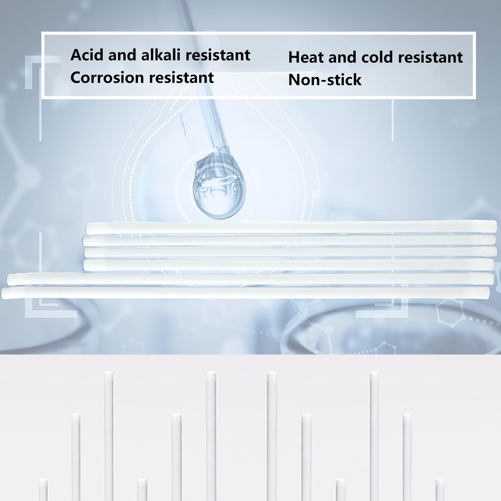 Bacchette di agitazione in PTFE, pala morbida da laboratorio for agitazione di campioni chimici. Resistente alle alte temperature for liquidi viscosi(20x300mm)