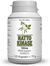 Nattokinase 100mg pro Kapsel 20.000 FU | vegan | ohne Vitamin K1 & K2 | ohne mikrokristalline Cellulose & Magnesiumstearat | 120 Kapseln