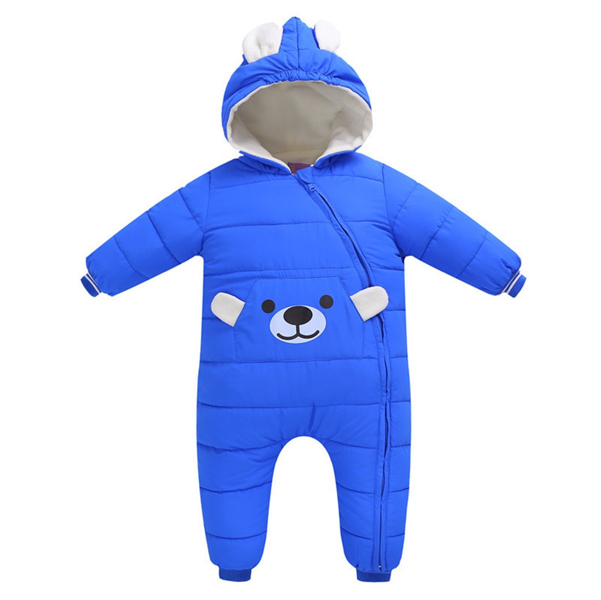 JELEUON Baby Girls Boys One Piece Zipper Cartoon Hooded Down Jacket Jacket Jumpsuit Romper 3-6 Months Blue