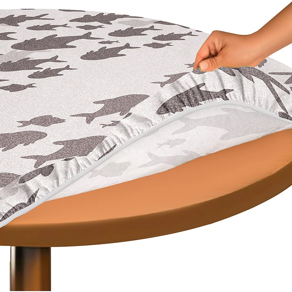 Morbuy Rondes Nappes Avec Bord Élastique, Nappes Rondes Anti Taches Lavable, Imperméable Polyester Nappe De Table Imprimé De Papillon Pour Cuisine Jardin Fête Table (Bleu,Diamètre 90cm