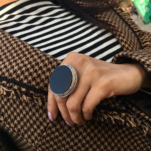 Black Onyx Gemstone 925 Sterling Silver Rings, Wedding Rings, Engagement Rings, Large Gemstone Rings, Statement Ring For Women, Vintage Style Ring, Handmade Boho Ring, Round Stone Ring, Gift For Her #TOP7