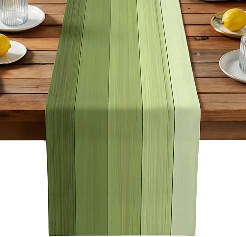 Miniatura 307 de Camino de mesa de algodón y lino estilo granja rústico retro, textura de madera de granero, color degradado marrón y gris, antideslizante,