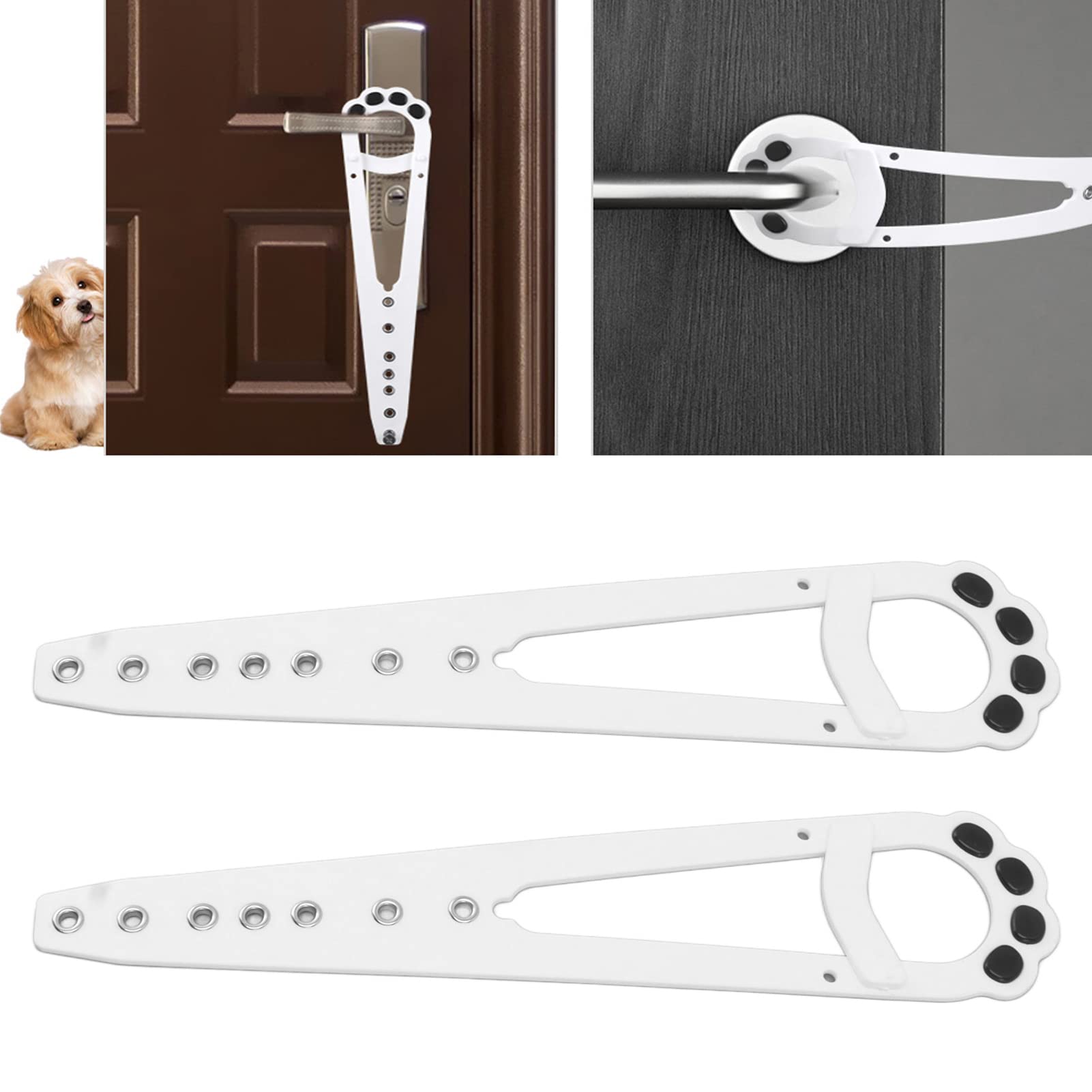Pet Door Holder, Safe Baby Proof Cat Door Latch Keep Dogs Out 7 Adjustable Holes for Bedroom(White) - Image 2