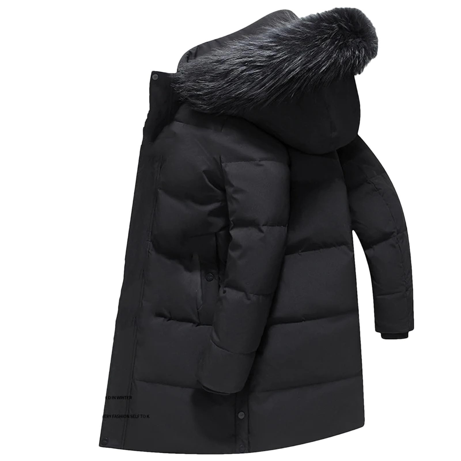 Dcvmvmn Mens Winter Warm Down Jacket Medium Long Hooded Puffer Coat Warm Fluffy Down Parkas Coat