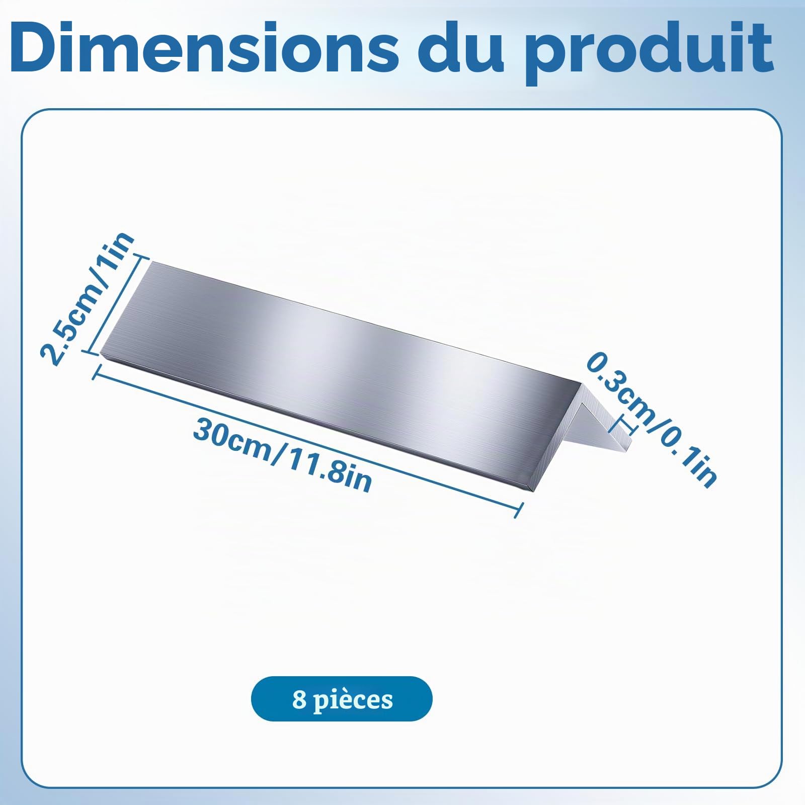 8 pièces Cornière en Aluminium 25x25x3mm Longueur 300 mm Profilé d'Angle en Aluminium Cornière Isocèle L,pour les Projets de Bricolage et les Solutions Structurelles