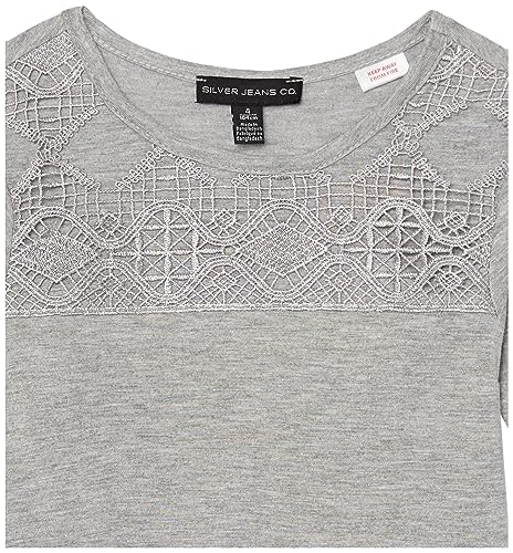 Image of Silver Jeans Co. Girls' Crew Neck Long Sleeve Knit Top with Lace Details