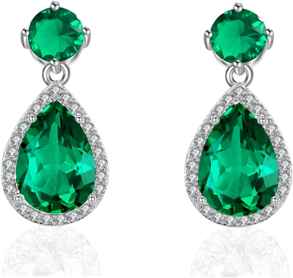 VONSSY Drop Dangle Earrings | Gemstones Waterdrop Teardrop White Gold Plated Crystal Hanging Cubic Zirconia Hypoallergenic Earrings | Stylish Jewelry Gift for Mother Daughter Wife