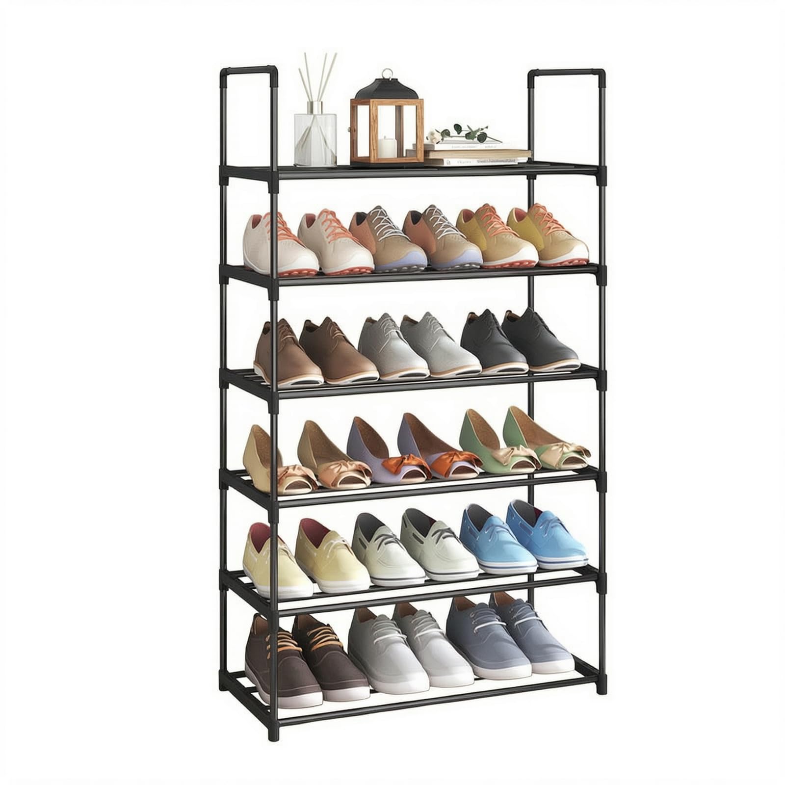 Étagère à Chaussures métallique à 6 Niveaux, Robuste et Verticale
