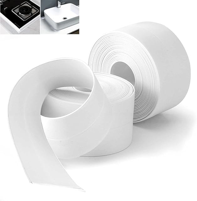 2 Rolls Bath Sealant Strip,Worktop Edging Tape,Bathroom Sealant Strip White Anti Mould,Skirting Board Adhesive Tape,Sealant Strips Waterproof White,Decoration For Showers,Corners,Sinks(38mm X 3.2M)