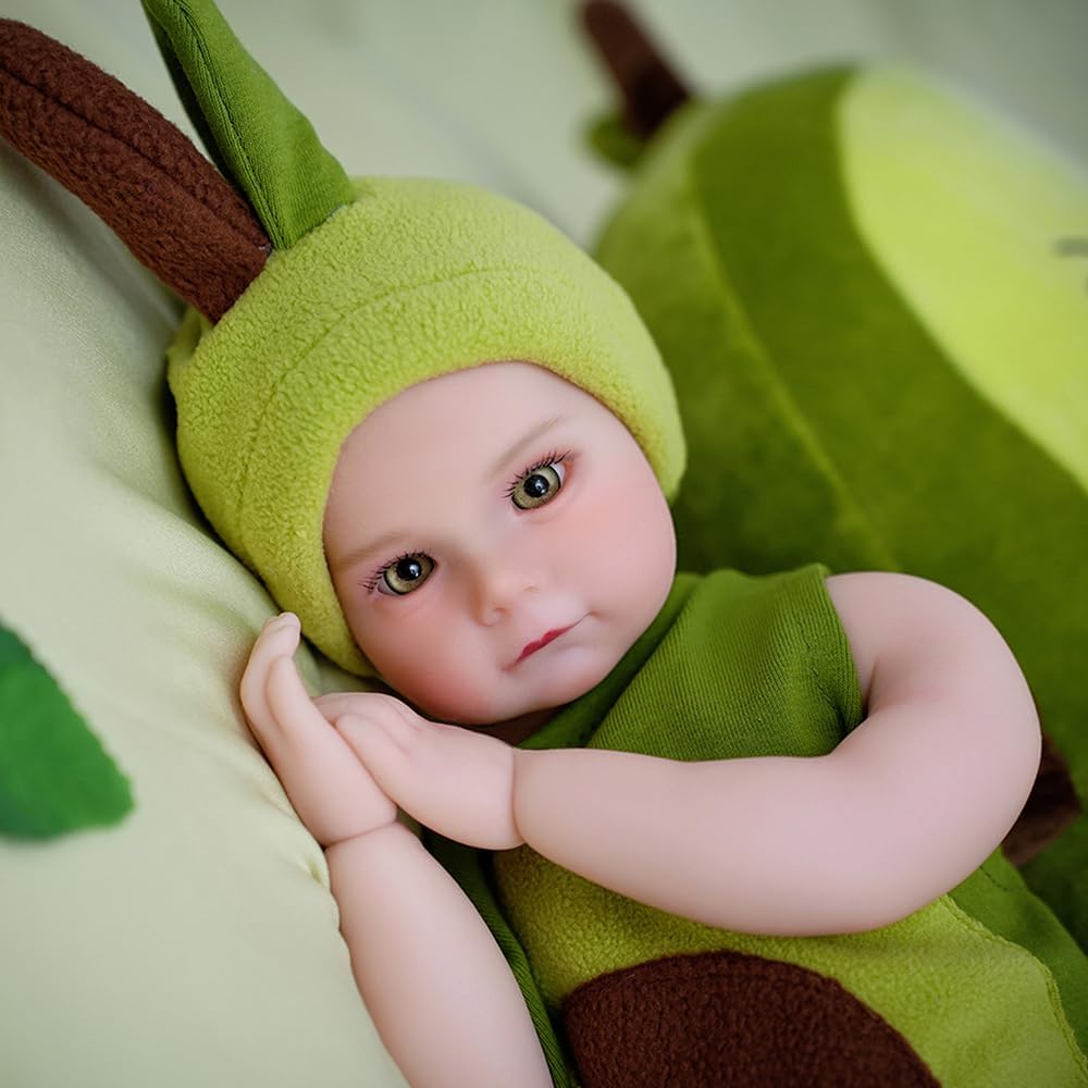 All Silicone Doll Sleeping with Eyes Closed, 15.7inch a Realistic Handcrafted boy, a Realistic Elastic and Soft Reborn Baby Doll, a Silicone Full-Body and Accessory for Children 3+ Collector