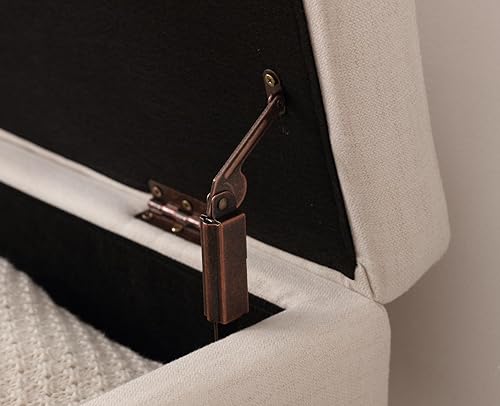 Miniatura 13 de Banco de almacenamiento moderno para entrada, banco otomano tapizado para zapatos, banco de cama abatible de sherpa con estante de madera/mesa Piel