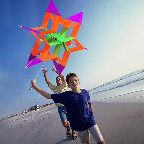 Miniatura 3 de Hengda Kite - Nueva versión de 42 pulgadas tan hermosa cometa de flor de loto 3D para niños y adultos, fácil de transportar con línea de vuelo