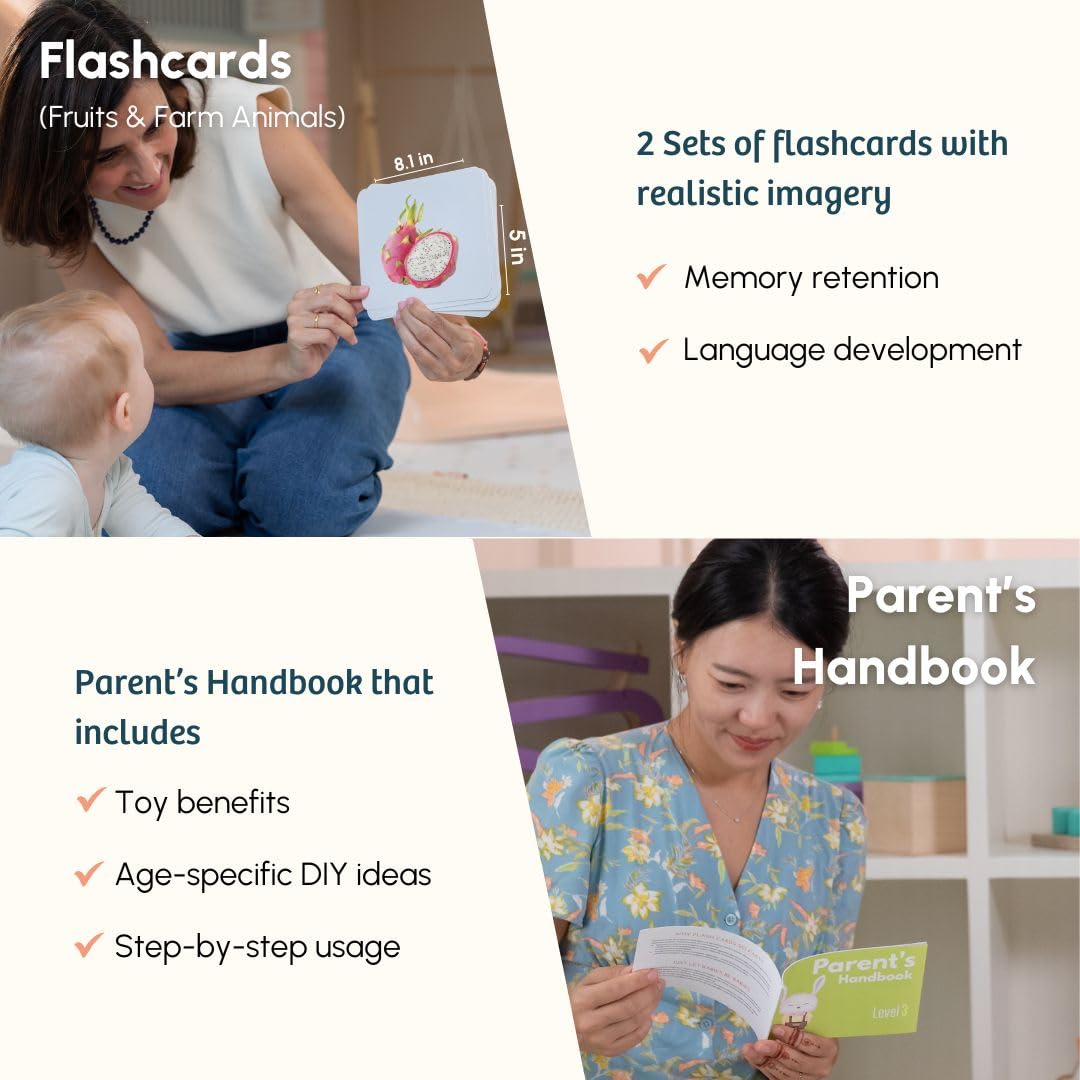 Curious Cub Montessori Learning Wooden Toys | Box 3: 5+ Month | Montessori Toys for 5+ Months | Learning Blocks,Sensory,Auditory & Memory Skills | Toddlers Activity Toys | New Born Baby Gift 4