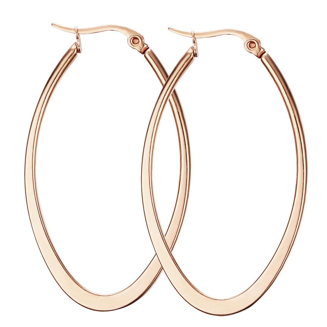 Caimeytie Oval Ohrringe Damen Creolen Edelstahl Roségold