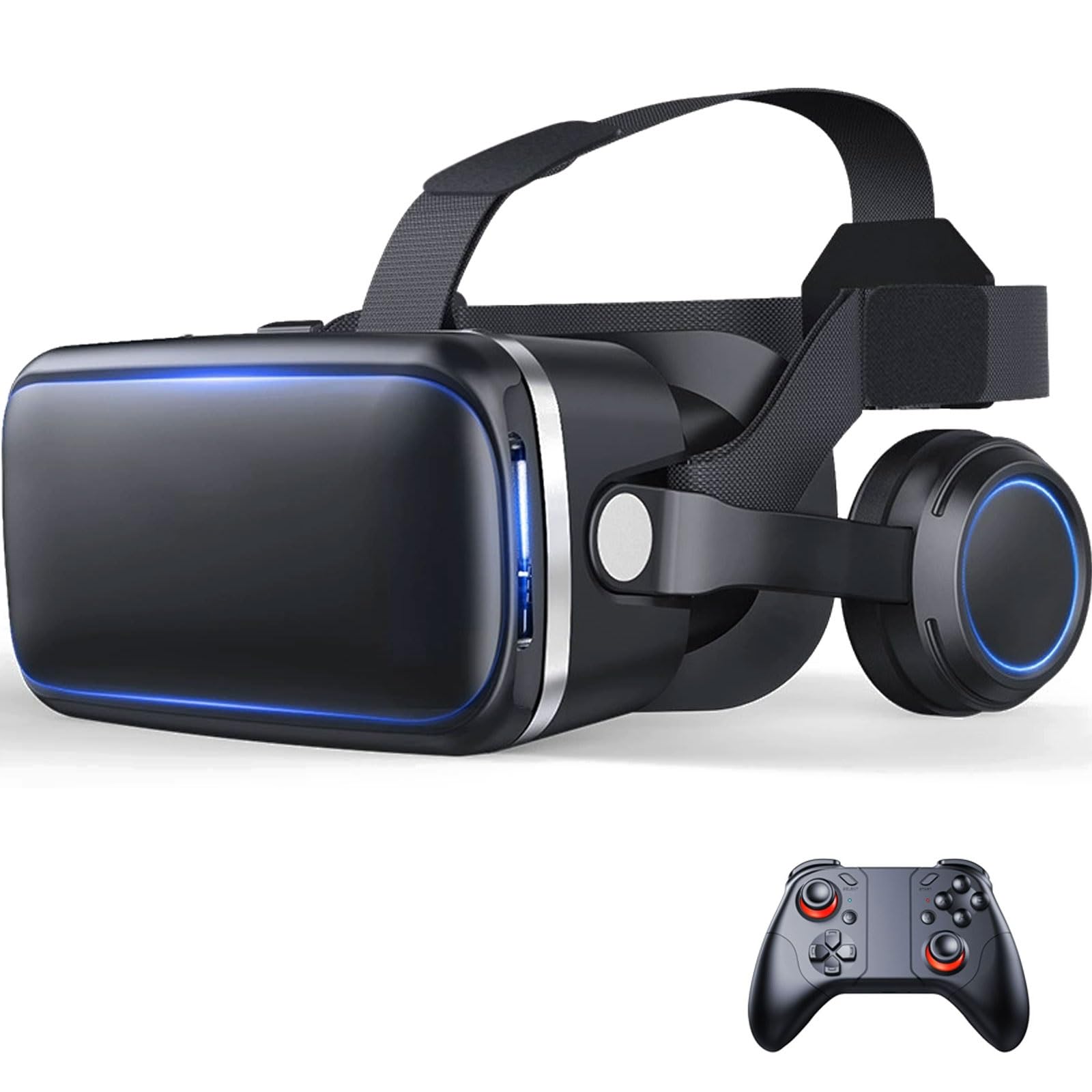 Gafas VR, Gafas de Virtual Reality 3D, VR Gafas con Controlador Bluetooth, Compatibles con Dispositivos Android y iPhone 4,7-7,2 Pulgadas, para niños y Adultos(C)