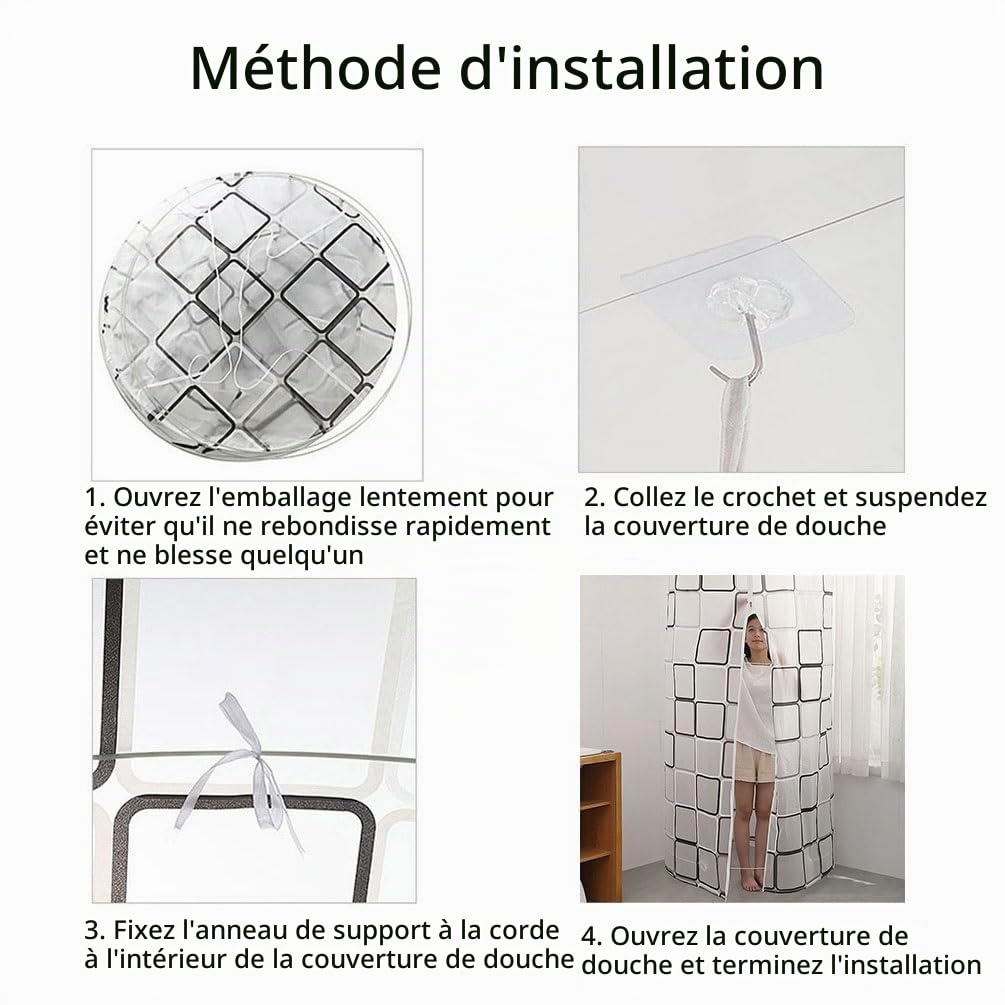 AAVEDA Salle de Bain Rideau de Douche Rond Protable Pop Up Tente de Privé Cabine de Changement et Toilette Instantanée pour la Plage, Camping et Randonnée Rideau de Baignoire Polyester (Size : R80CM)