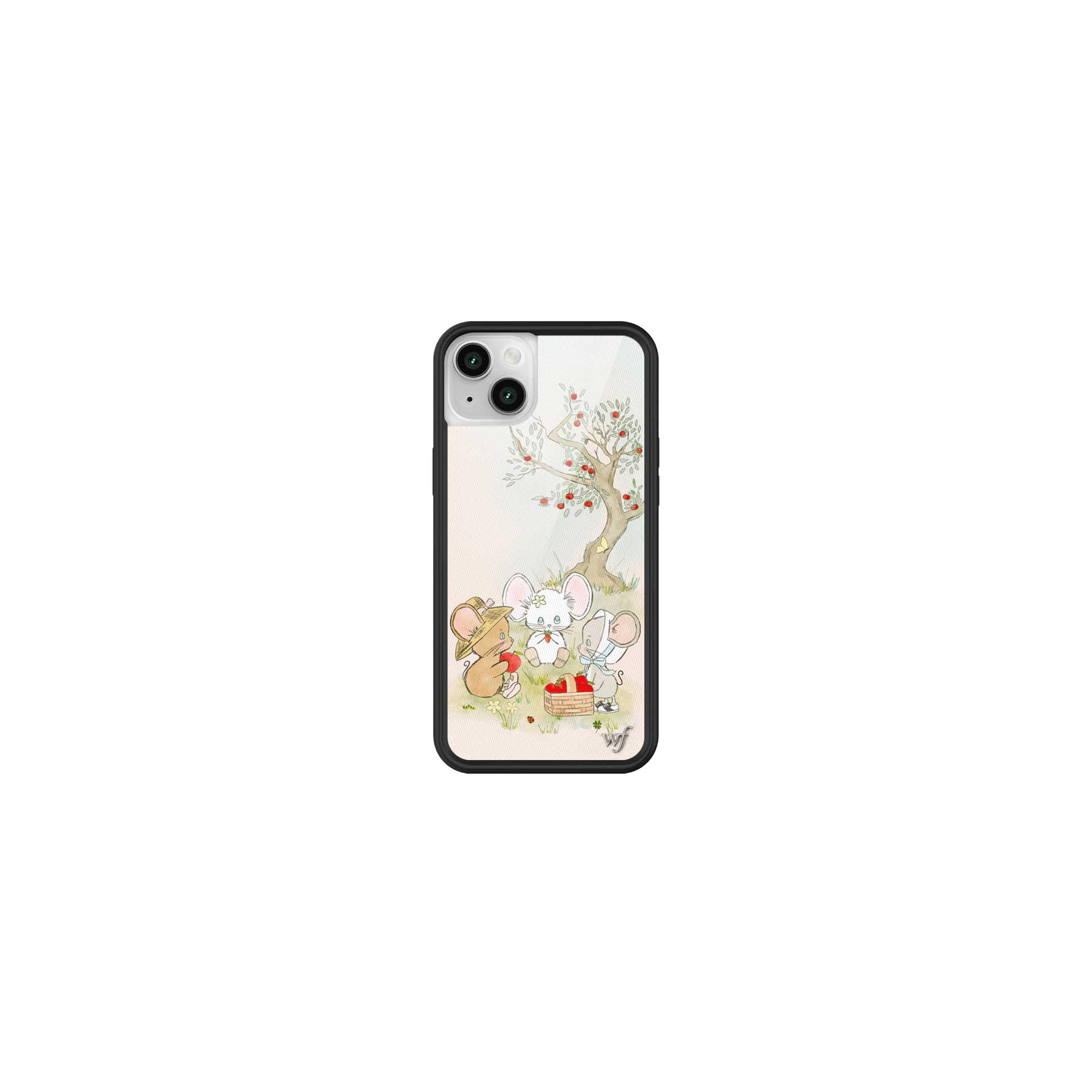 Wildflower Cases - Compatible with Apple iPhone 13/14 | Protective Black Bumper, 4ft Drop Test Certified, Women Owned Small Business | Mice Friends - Animal Dainty Apple Picnic Cute Trendy